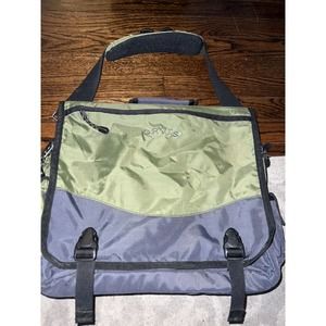 Orvis Nylon Messenger Bag Grey and Light Green with shoulder Strap
